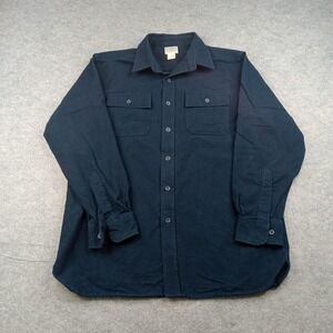L.L. Bean Shirt Mens Large Blue Solid Flannel Button Front Long Sleeve Casual